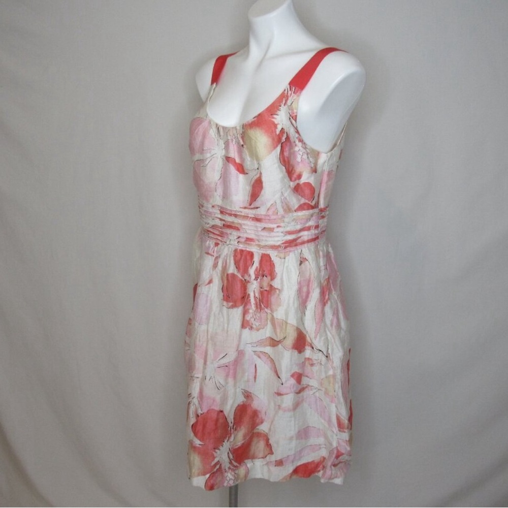 Ann Taylor LOFT Pink Floral Watercolor
Linen Sleeveless Dress Women's 10